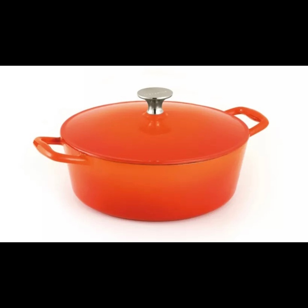 Lagostina Tuscan Collection Oral Casserol Diah, Enamelled Cast Iron, Orange, 5qt
